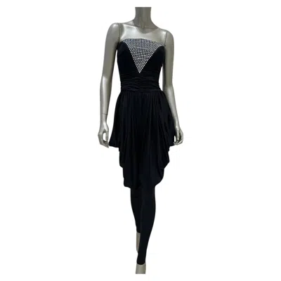 Pre-owned Balmain Crystal-embellished Corset Evening Jumpsuit Black Fr 40
