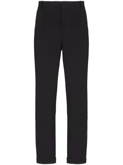Balmain Crystal-embellished Tailored Trousers In Black