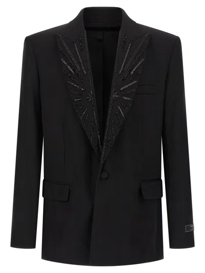 BALMAIN BALMAIN CRYSTAL-EMBELLISHED VIRGIN WOOL BLAZER