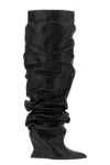 Balmain 95mm Calfskin Wedge Over-the-knee Boots In Black
