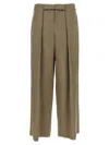 Balmain Cupro Trousers With High Waist And Wide Leg In Green
