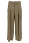 Balmain Cupro Trousers With High Waist And Wide Leg In Green