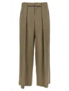 Balmain Cupro Trousers With High Waist And Wide Leg In Green