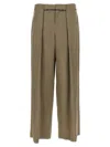 Balmain Cupro Trousers With High Waist And Wide Leg In Green