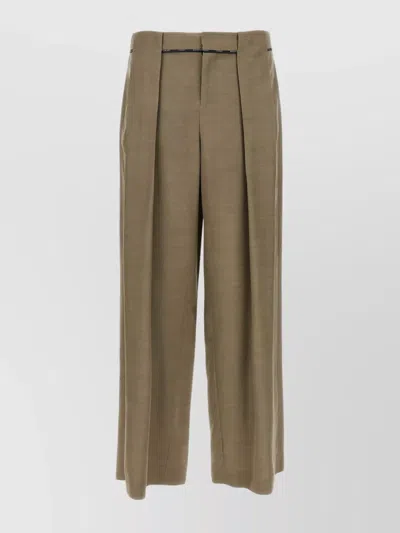 Balmain Cupro Trousers With High Waist And Wide Leg In Green