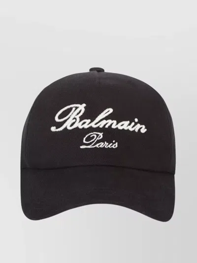 Balmain Curved Brim Vent Hat In Black