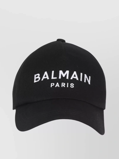 Balmain Curved Peak Six-panel Hat In Black