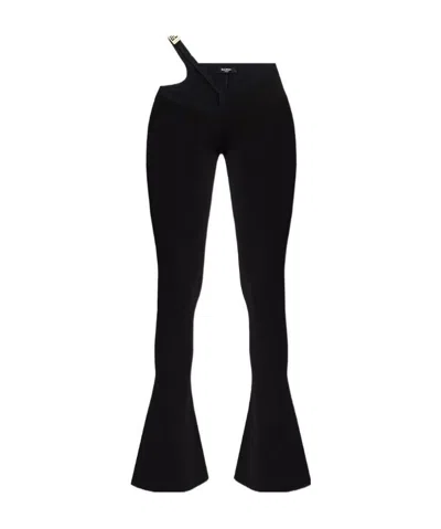 Balmain Cut-out Bootcut Leggings In Black