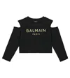 Balmain Cut-out Cotton Sweatshirt In Black/gold