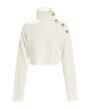 Balmain Cut-out Cropped Jumper In White