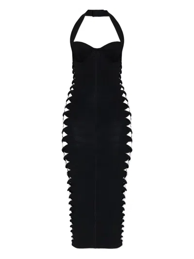 Balmain Cut Out-detailed Midi Dress In Black