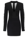 Balmain V-neckline Dress With Fitted Waist And Sleeves In Black