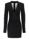 Balmain V-neckline Dress With Fitted Waist And Sleeves In Black