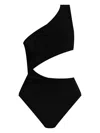Balmain Crinkle Crepe Asymmetric One-piece Swimsuit In Black