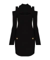 Balmain Cut-out Rib-knit Dress In Black