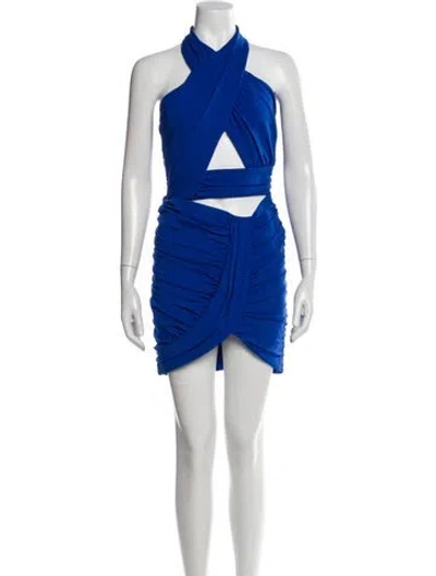 Pre-owned Balmain Cutout Accent Skirt Set W/ Tags In Blue