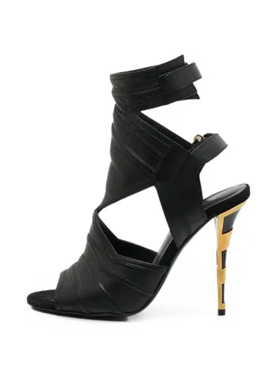 Pre-owned Balmain Cut-out Ankle-strap Sandals In Black
