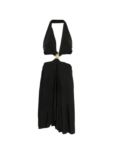 Balmain Cut-out Halterneck Midi Dress In Black