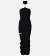Balmain Cutout Ribbed-knit Gown In Black