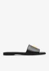 Balmain Dafne Logo-plaque Leather Slides In Black
