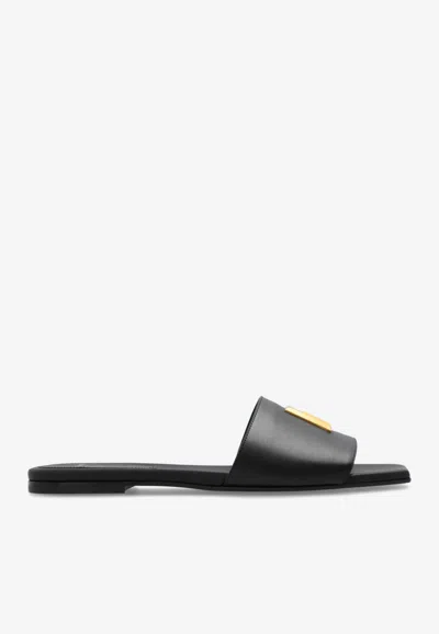 Balmain Dafne Logo Plaque Flat Sandals In Black