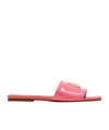 Balmain Dafne Logo-plaque Leather Slides In Pink
