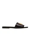 Balmain Dafne Logo-plaque Leather Slides In Black