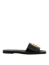 Balmain Dafne Logo-plaque Leather Slides In Black