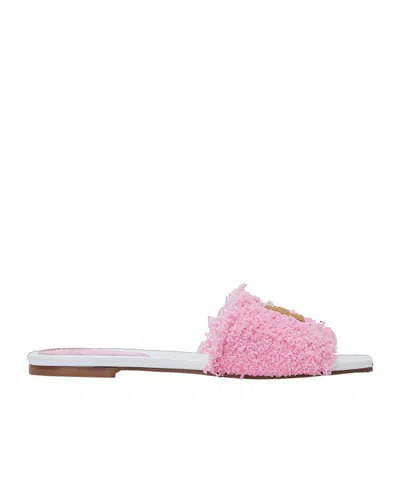BALMAIN DAFNE LEATHER AND TWEED MULES
