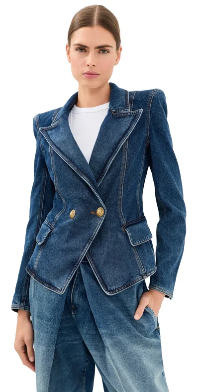 Balmain Dark Denim Jacket Bleu Jean Fonce
