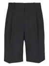 Balmain Darted Wool Shorts In Black