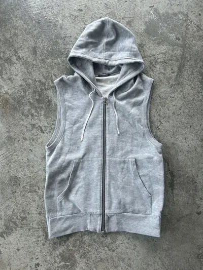 Pre-owned Balmain Decarnin  Homme Aw10 Sleeveless Zip Hoodie In Gray
