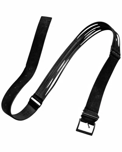 Pre-owned Balmain Decarnin Strip Deconstructed Thread Leather Belt In Black
