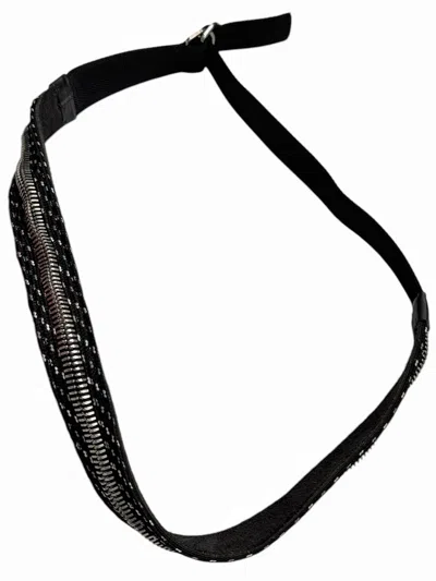 Pre-owned Balmain Decarnin Zipper Strip Fastener Belt In Black
