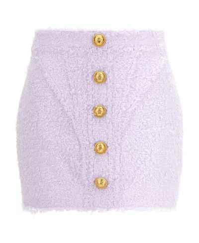 BALMAIN BALMAIN LOGO BUTTON TWEED SKIRT