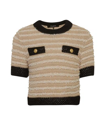 Balmain Decorative Button-detail Knitted Top In Nude