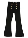 Balmain Black Trousers For Girl With Iconic Buttons In Black