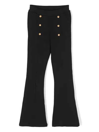 Balmain Kids' Decorative-button Flared Trousers In Black