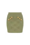 Balmain Openwork Knit Mini Skirt In Green