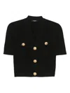 Balmain Top With Decorative Buttons In 黑色