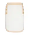 Balmain 6-button Metallic-edge Pointelle Knit Mini Skirt In White