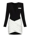Balmain Deep V-neck Tailored Mini Dress In Black
