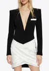 Balmain Deep V-neck Tailored Mini Dress In Black