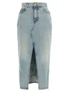 Balmain Women Denim Midi Skirt In Blue