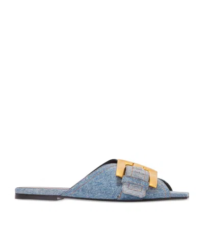 BALMAIN DENIM ANTHEM SANDALS