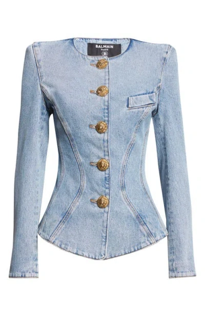 Balmain Denim Basque Jacket In Blue