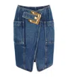 Balmain Short Denim Skirt With Belt In Blue