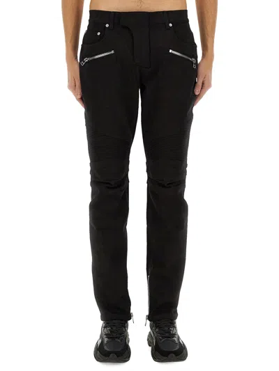 BALMAIN DENIM BIKER JEANS