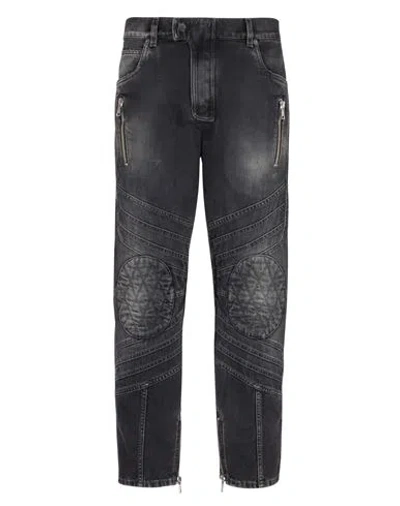 Balmain Mid-rise Straight-leg Biker Jeans In Black
