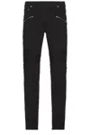 Balmain Cotton Blend Black Denim Jeans With Multi-pocket Design In Black